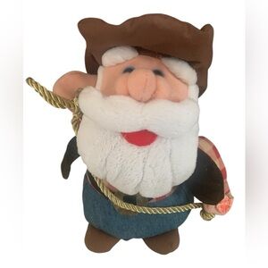 Santa Cowboy Vintage‎ Christmas Plush Nylon Puffalump Western Doll Sheriff Works